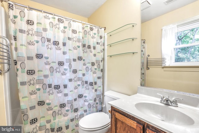 2158 Sebastian Rd, Fredericksburg, VA 22405 - bathroom with toilet, vanity, and a shower with shower curtain