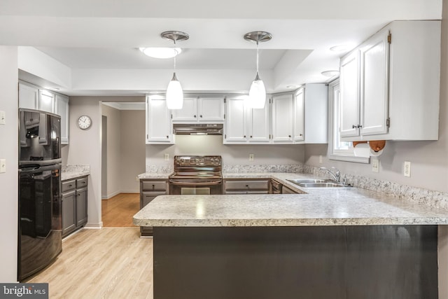 2158 Sebastian Rd, Fredericksburg, VA 22405 - kitchen with stainless steel electric stove, a sink, under cabinet range hood, and light countertops