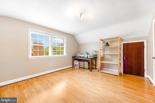1417 Glendale Rd, Baltimore, MD 21239 - bonus room with lofted ceiling, light wood finished floors, and baseboards
