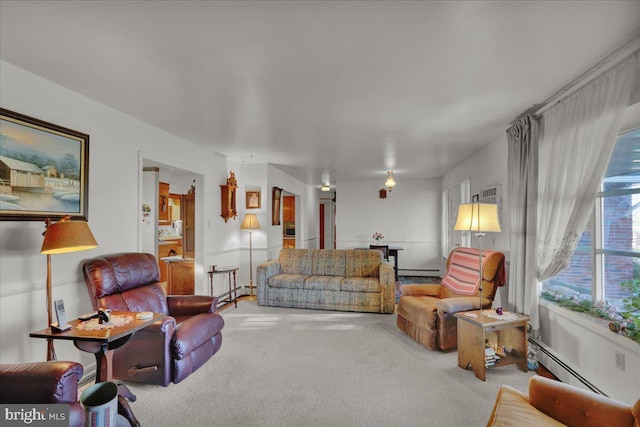 70 Miller Rd, Kutztown, PA 19530 - carpeted living room featuring a baseboard heating unit