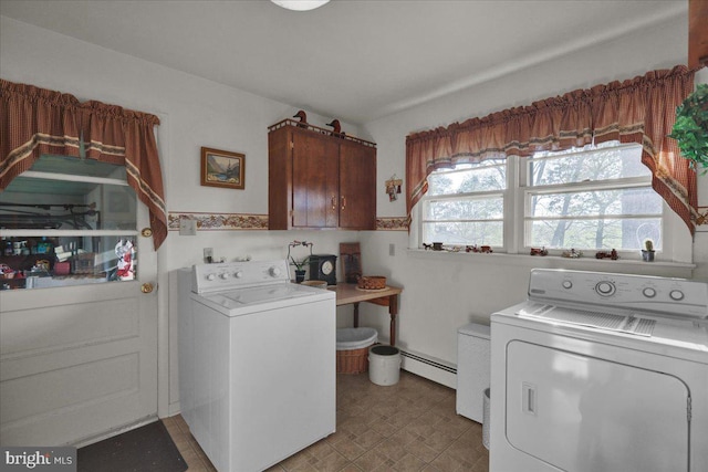 70 Miller Rd, Kutztown, PA 19530 - laundry room with cabinet space, independent washer and dryer, and a baseboard radiator