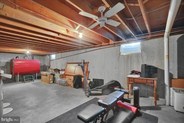 70 Miller Rd, Kutztown, PA 19530 - below grade area featuring heating fuel and a ceiling fan
