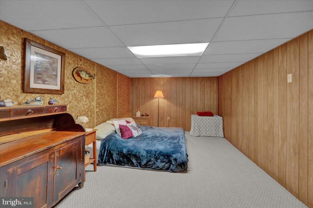 70 Miller Rd, Kutztown, PA 19530 - carpeted bedroom with a paneled ceiling and wooden walls
