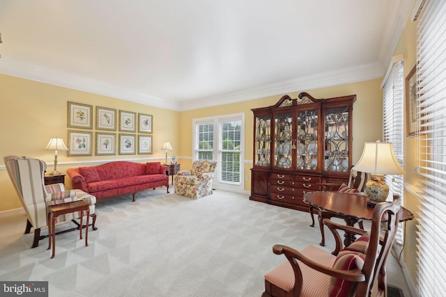 10017 Prestwich Ter, Ijamsville, MD 21754 - living room featuring carpet and crown molding