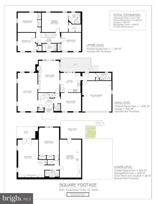 3731 Acosta Rd, Fairfax, VA 22031 - floor plan / room layout