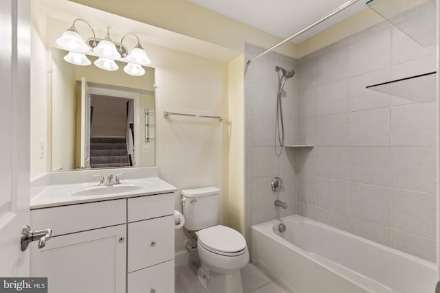 3745 Signal Knob Ct, Falls Church, VA 22041 - bathroom featuring toilet, vanity, bathing tub / shower combination, and tile patterned flooring