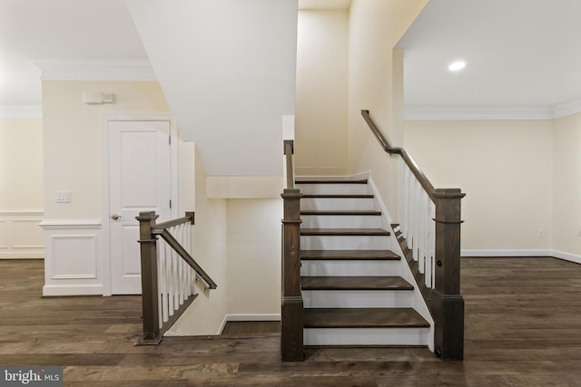3745 Signal Knob Ct, Falls Church, VA 22041 - stairs with ornamental molding, wood finished floors, recessed lighting, and baseboards