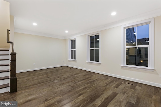 3745 Signal Knob Ct, Falls Church, VA 22041 - spare room featuring wood finished floors, stairway, crown molding, baseboards, and recessed lighting