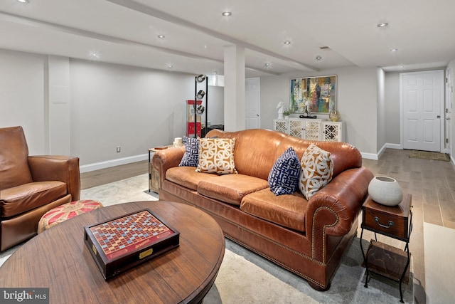 3175 21st St N, Arlington, VA 22201 - living area featuring wood finished floors, baseboards, and recessed lighting