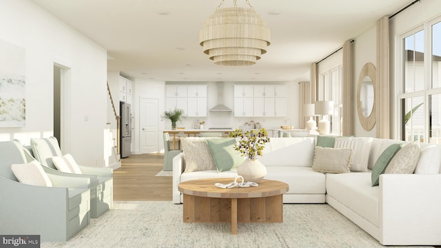 living room with light wood-style floors