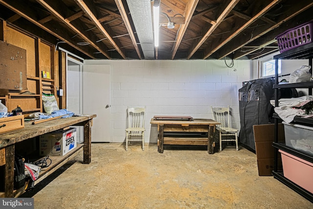 6226 Long Meadow Dr, Sykesville, MD 21784 - below grade area with a workshop area and concrete block wall
