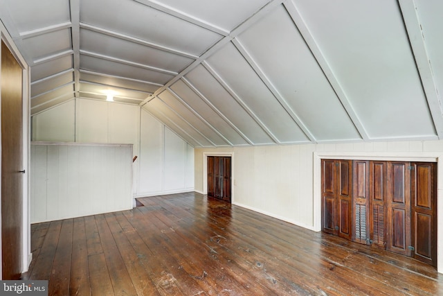 additional living space with lofted ceiling and wood-type flooring