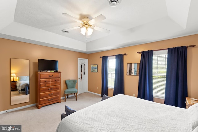 100 Lucy Long Ct, Stephens City, VA 22655 - carpeted bedroom featuring a raised ceiling, baseboards, and a ceiling fan