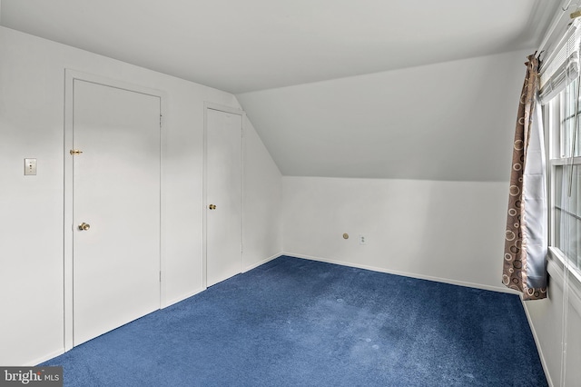 bonus room featuring carpet and vaulted ceiling