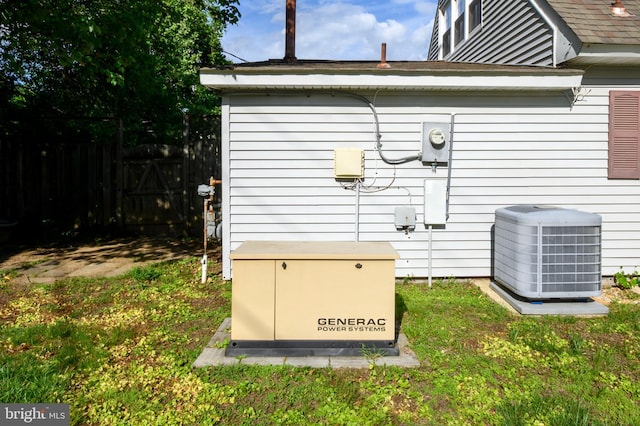 exterior view of a power unit, central AC, and electric meter
