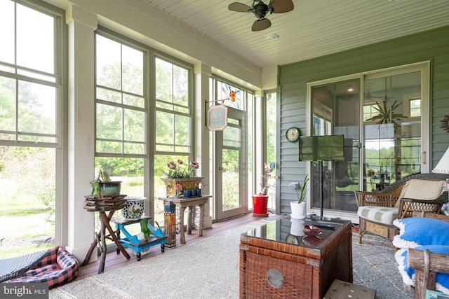23593 Robalo Rd, Frankford, DE 19945 - sunroom / solarium featuring ceiling fan, plenty of natural light, and wood finished floors