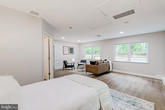 6488 Davis Ford Rd, Manassas, VA 20111 - bedroom featuring attic access, wood finished floors, recessed lighting, and baseboards