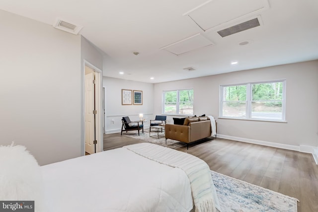 6488 Davis Ford Rd, Manassas, VA 20111 - bedroom with attic access, wood finished floors, recessed lighting, and baseboards