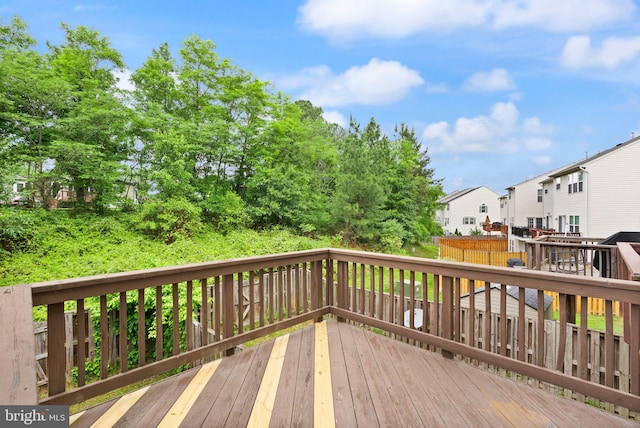 deck with a residential view