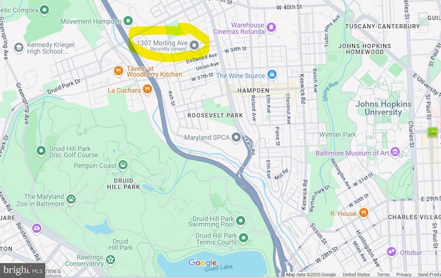 1307 Morling Ave, Baltimore, MD 21211 - map of property with streets / nearby areas