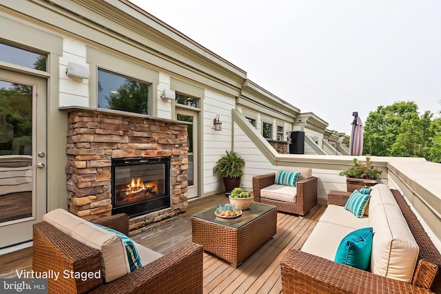 44521/2 Macarthur Blvd NW, Washington, DC 20007 - deck featuring an outdoor living space with a fireplace