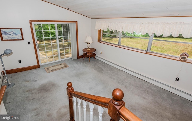 424 Alameda Pkwy, Arnold, MD 21012 - interior space with healthy amount of natural light, a baseboard heating unit, and lofted ceiling