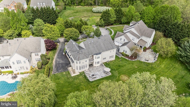 bird's eye view with a residential view