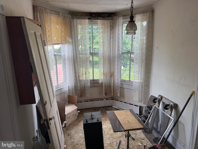 interior space featuring plenty of natural light and a baseboard radiator
