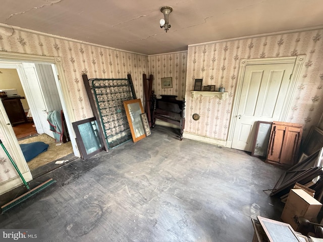 interior space featuring visible vents and wallpapered walls