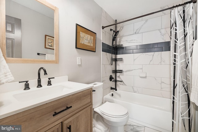 59 Transverse Ave, Middle River, MD 21220 - full bathroom featuring marble finish flooring, toilet, vanity, and shower / bath combo