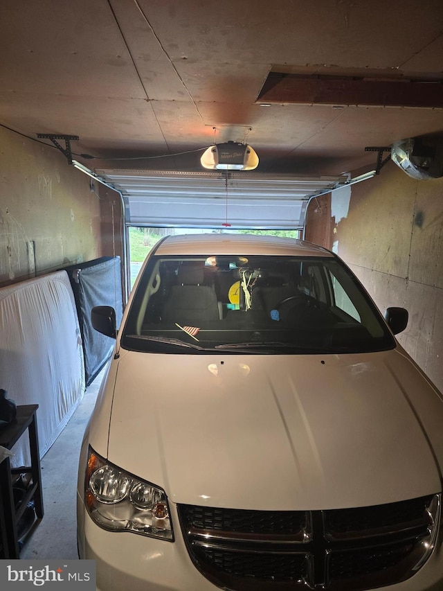 garage with a garage door opener