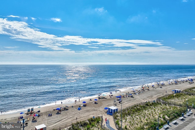 property view of water featuring a view of the beach