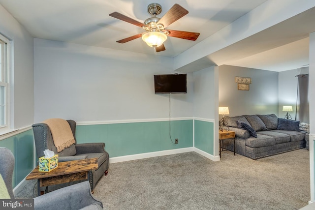 33 Miracle Dr, Williamstown, NJ 08094 - sitting room featuring carpet, ceiling fan, and baseboards