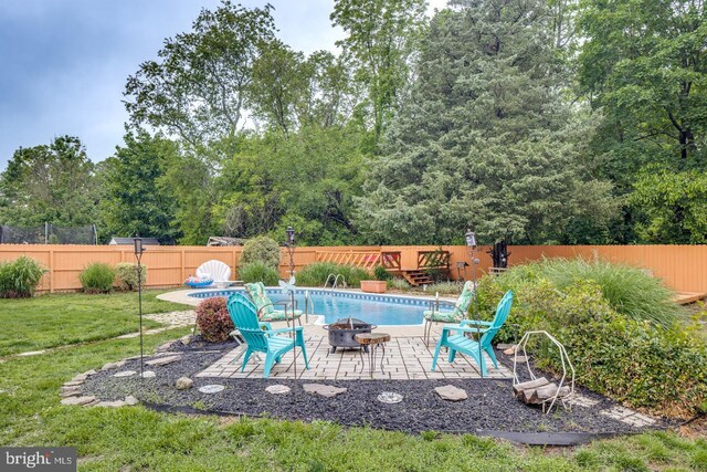 33 Miracle Dr, Williamstown, NJ 08094 - view of pool featuring a fire pit and a patio area