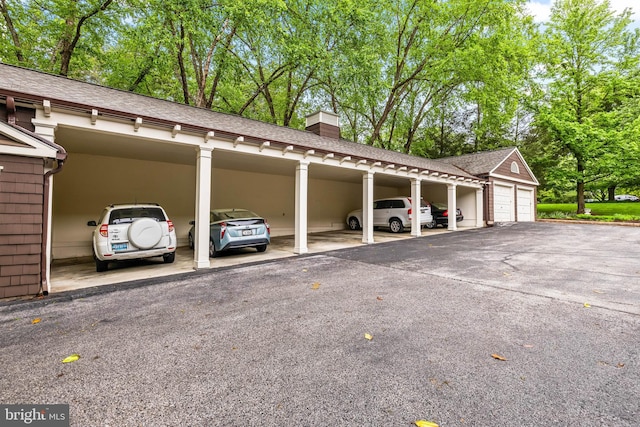 view of covered parking lot