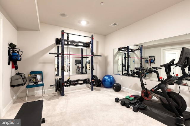 7679 Cross Creek Dr, Columbia, MD 21044 - exercise area featuring baseboards and carpet