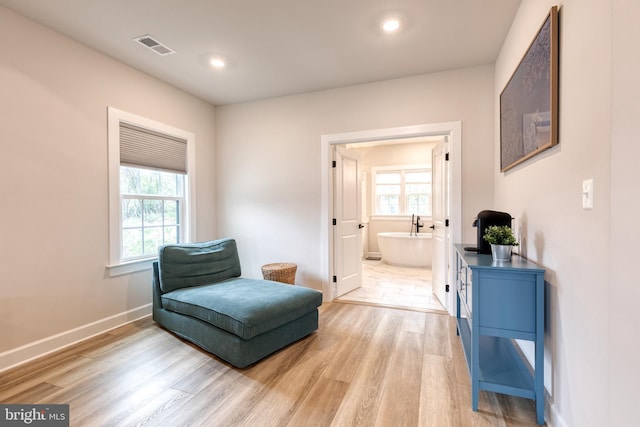 7679 Cross Creek Dr, Columbia, MD 21044 - sitting room with light wood-style floors, baseboards, and recessed lighting