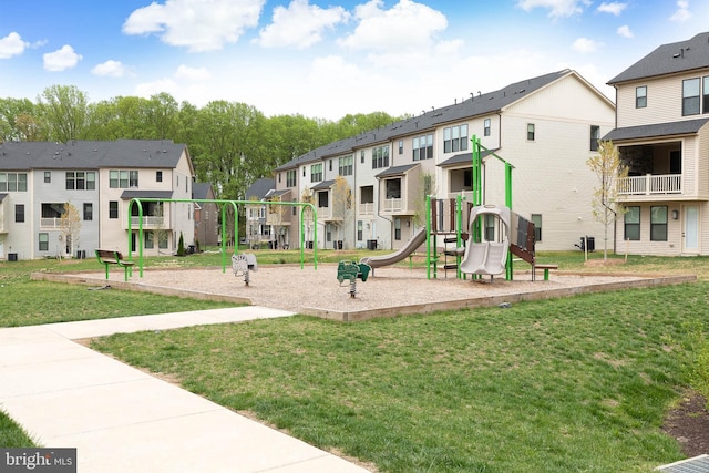 7679 Cross Creek Dr, Columbia, MD 21044 - community playground with a residential view, a yard, and central air condition unit