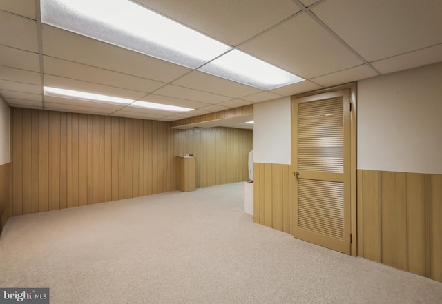 1149 Ollerton Rd, West Deptford, NJ 08066 - finished basement featuring a drop ceiling, wood walls, and carpet flooring