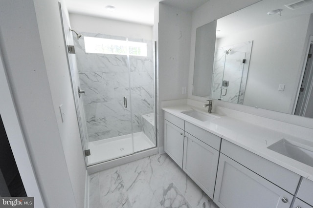 12371 Sea Oaks Ln Unit 1, Berlin, MD 21811 - bathroom with marble finish floors, a marble finish shower, and double vanity