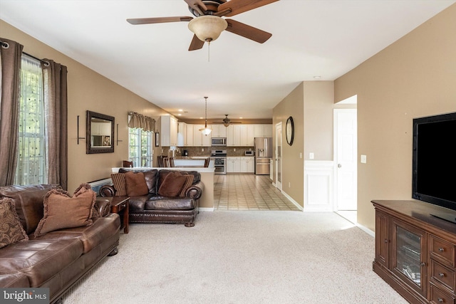 21 Jimarie Ct, Hamilton, NJ 08620 - living room featuring ceiling fan and light colored carpet