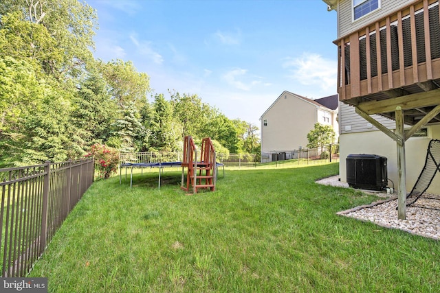 21 Jimarie Ct, Hamilton, NJ 08620 - view of yard featuring a trampoline and cooling unit
