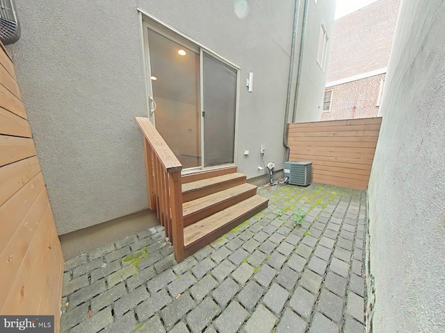 117 Quarry St Unit 9, Philadelphia, PA 19106 - view of patio / terrace with entry steps, central air condition unit, and fence