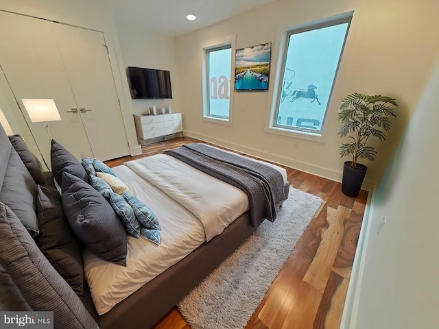 117 Quarry St Unit 9, Philadelphia, PA 19106 - bedroom with wood finished floors, baseboards, recessed lighting, and a closet