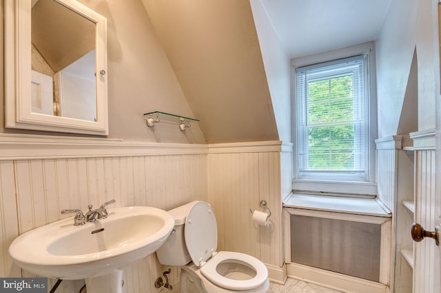 2305 Macdonough Rd, Wilmington, DE 19805 - half bath featuring a wainscoted wall, toilet, and a sink