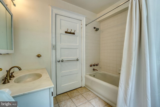 2305 Macdonough Rd, Wilmington, DE 19805 - bathroom with tile patterned floors, shower / bathtub combination with curtain, and vanity