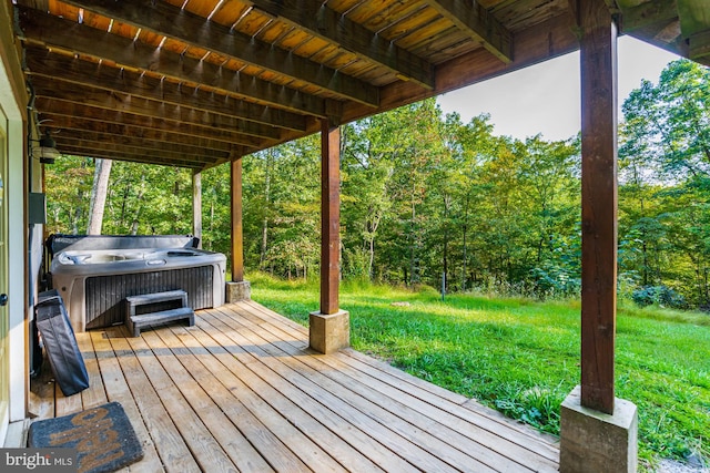1276 Birch Grove Ln, Berkeley Springs, WV 25411 - wooden terrace featuring a hot tub