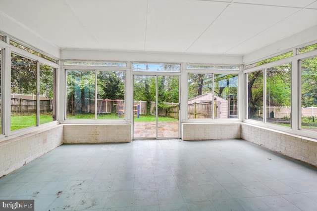 view of unfurnished sunroom