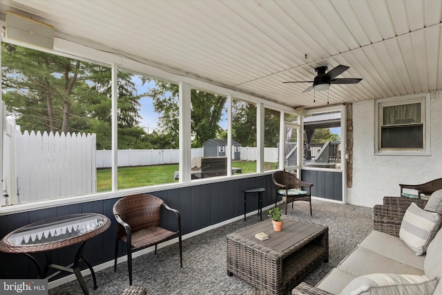 607 Jays Ln, Pottstown, PA 19464 - sunroom featuring a ceiling fan