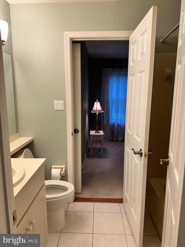 1341 Thornwood Dr, Mount Laurel, NJ 08054 - bathroom with vanity, toilet, tile patterned flooring, and washtub / shower combination